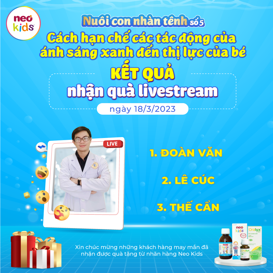 Thông báo kết quả chiến thắng minigame Livestream Nuôi con nhàn tênh số 5
