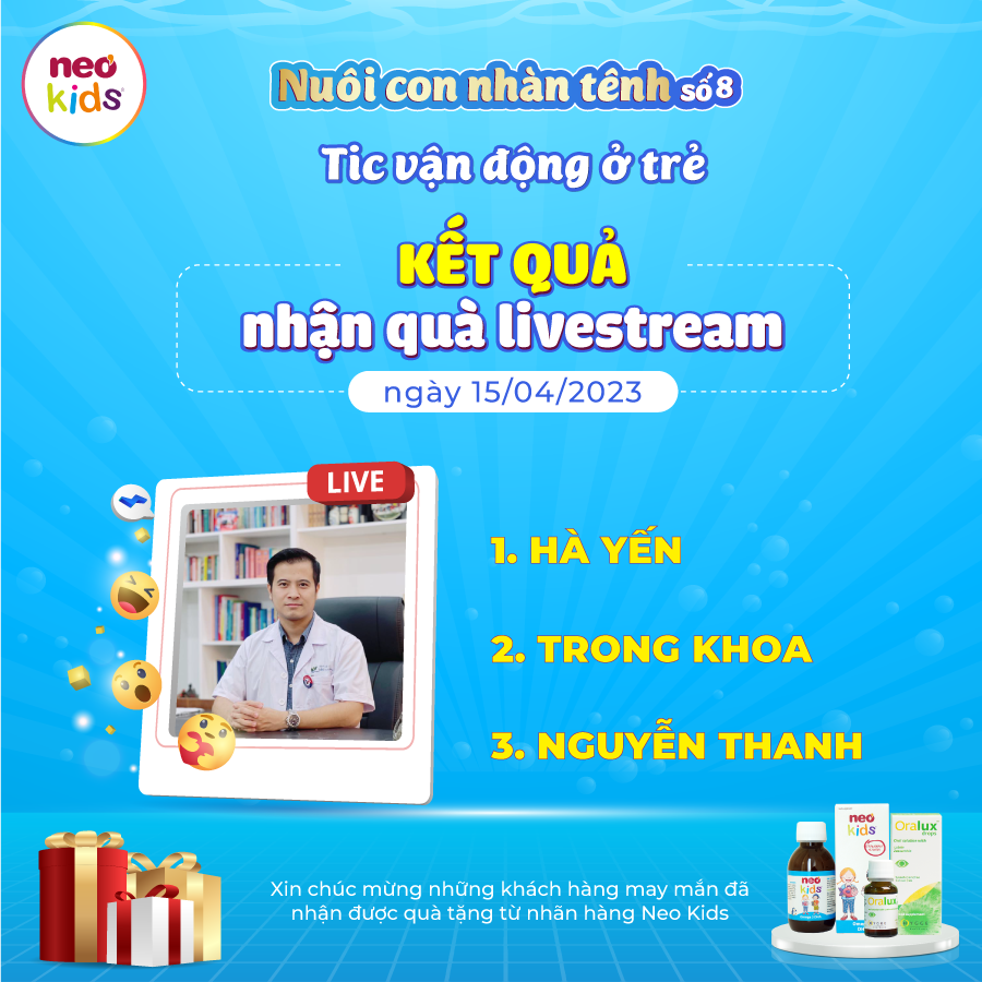 Thông báo kết quả Minigame trong Livestream số 8 - Tic vận động ở trẻ
