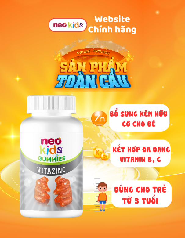 TPBVSK Neo Kids Gummies Kẽm hữu cơ con gấu - Hỗ trợ bé ăn ngon, tăng cường sức đề kháng